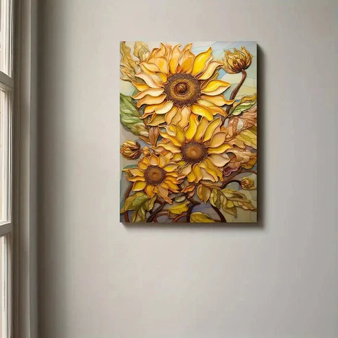 Beautiful Carnation Colorful Painting Sun Flower 60x90cm Metal Print Ready to Hang