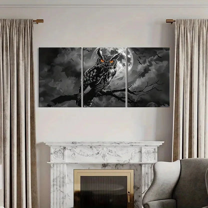 3pcs Owl Moon Night Sky Birds Animal Art Metal Print Ready to Hang Art - Bella Home Decor