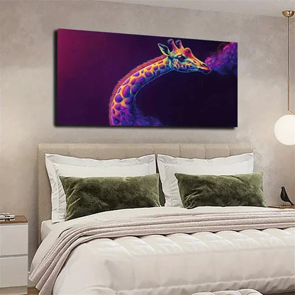 Extremely Vibrant Colorc Giraffe Wall Art Canvas Office Home Room Framed 120x60cm - Bella Home Decor