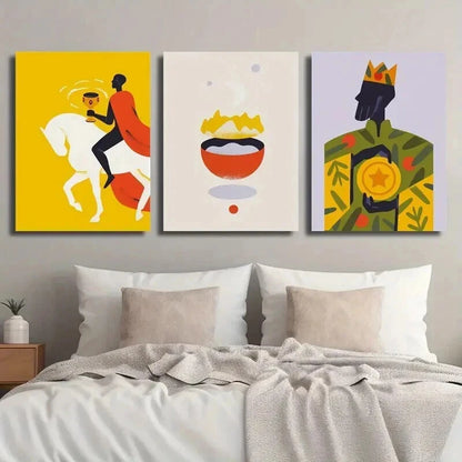 3pcs Crowned King with Star Medallion Perfect Wall Art Set Canvas Framed 40x60cm - High Quality Print 100% Australian Made Wall Canvas Ready to Hang - Bella Home Decor