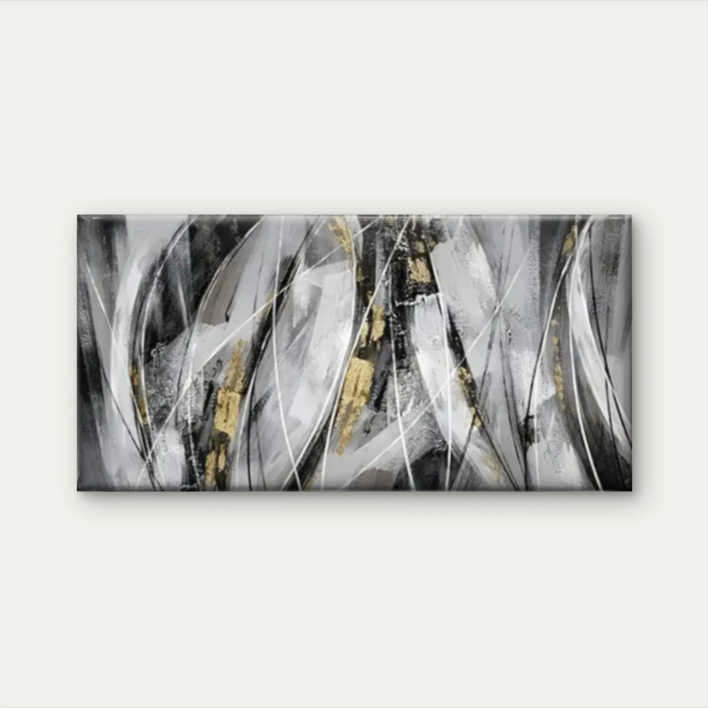 Black & White Golden Accents Wall Art Canvas Office Home Room Framed 120x60cm