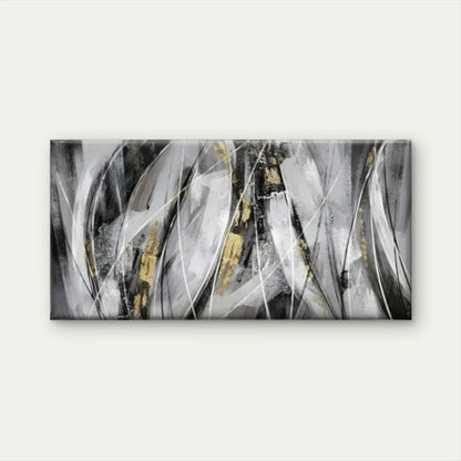 Black & White Golden Accents Wall Art Canvas Office Home Room Framed 120x60cm