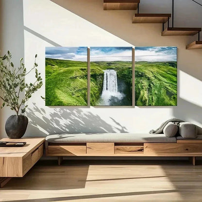 3pcs Waterfall & Natural Green Landscape Wall Art Set Canvas Framed 40x60cm - High Quality Print 100% Australian Made Wall Canvas Ready to Hang - Bella Home Decor