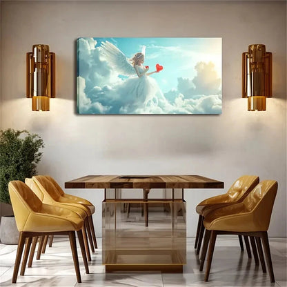 Angels Flying In The Clouds Wall Art Canvas Office Home Room Framed 120x60cm - Bella Home Decor