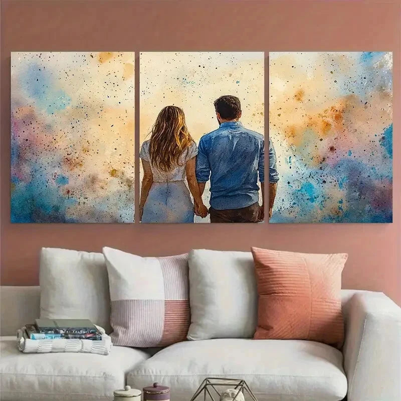 3pcs Couple Wedding Anniversary Portrait Metal Print Ready to Hang Art - Bella Home Decor