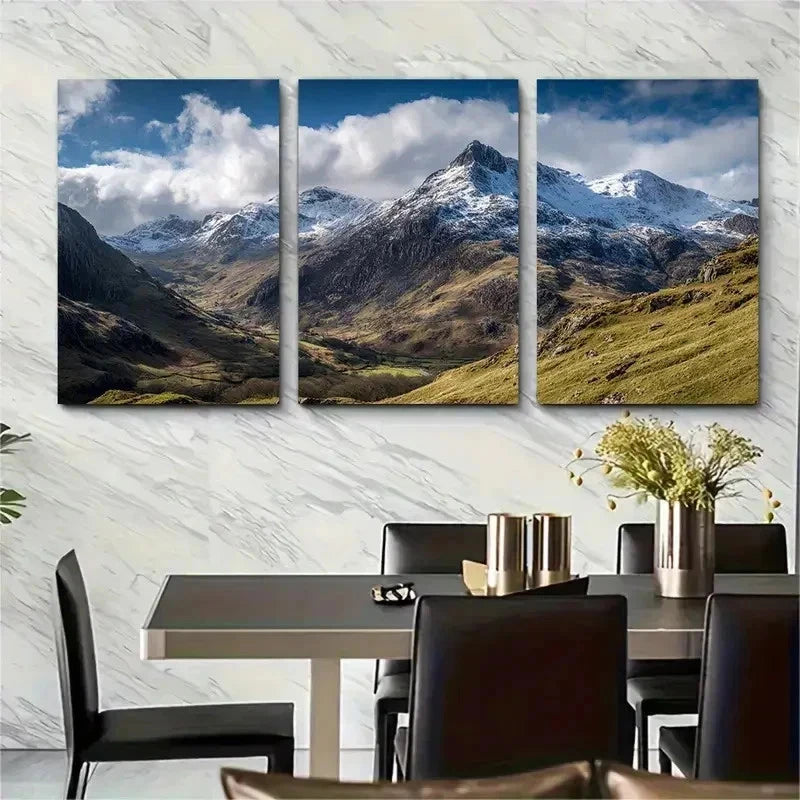 3pcs Nature Posters Snowdonia Travel Perfect Wall Art Set Canvas Framed 50x70cm - High Quality Print 100% Australian Made Wall Canvas Ready to Hang