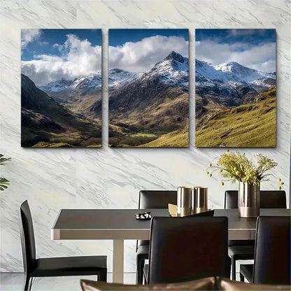 3pcs Nature Posters Snowdonia Travel Perfect Wall Art Set Canvas Framed 50x70cm - High Quality Print 100% Australian Made Wall Canvas Ready to Hang