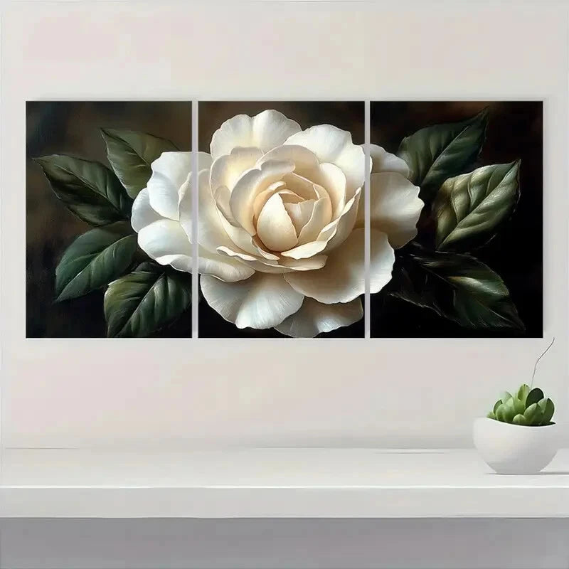 3pcs Elegant White Gardenia Art Print Metal Print Ready to Hang Art