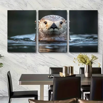 3pcs Adorable California Sea Otter Metal Print Ready to Hang Art - Bella Home Decor