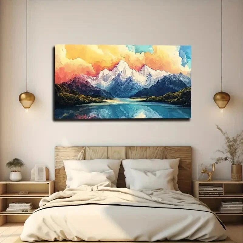 The Lake Water Nearby Reflects Wall Art Canvas Office Home Room Framed 120x60cm