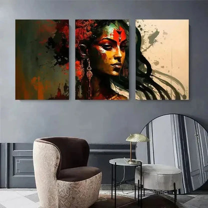 3pcs Abstract Woman Modern Vibrant Perfect Wall Art Set Canvas Unframed - High Quality Print 100% Australian Made Wall Canvas - Bella Home Decor