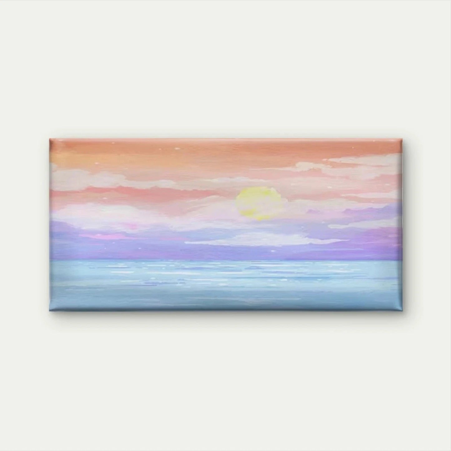 Pastel Sunset Sea & Sky Wall Art Canvas Office Home Room Framed 120x60cm