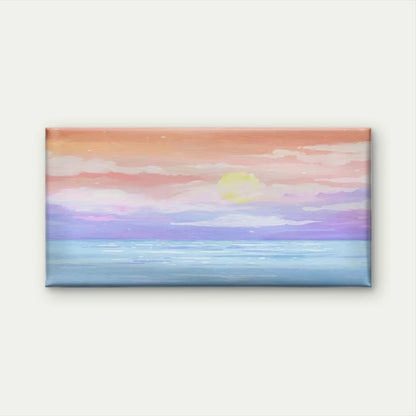 Pastel Sunset Sea & Sky Wall Art Canvas Office Home Room Framed 120x60cm
