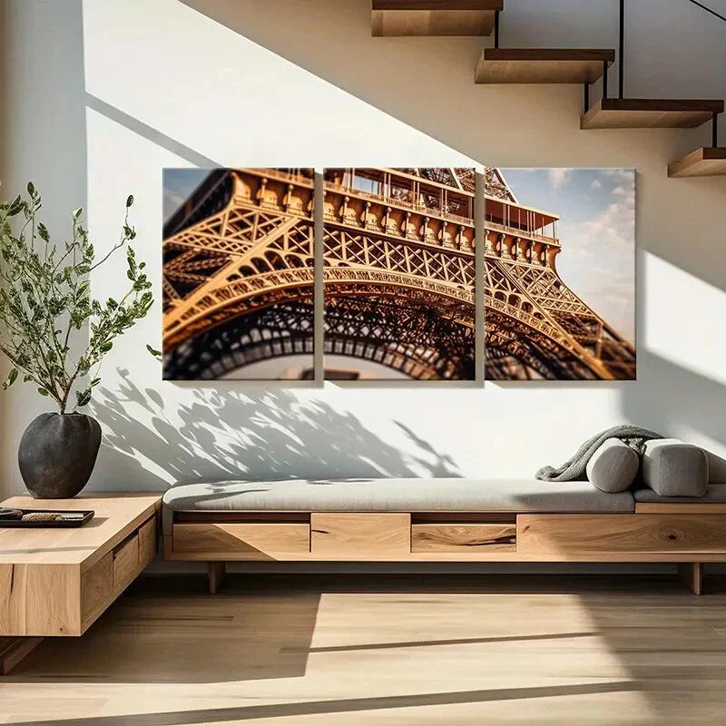 3pcs Eiffel Tower Architectural Marvel Parisian Metal Print Ready to Hang Art - Bella Home Decor