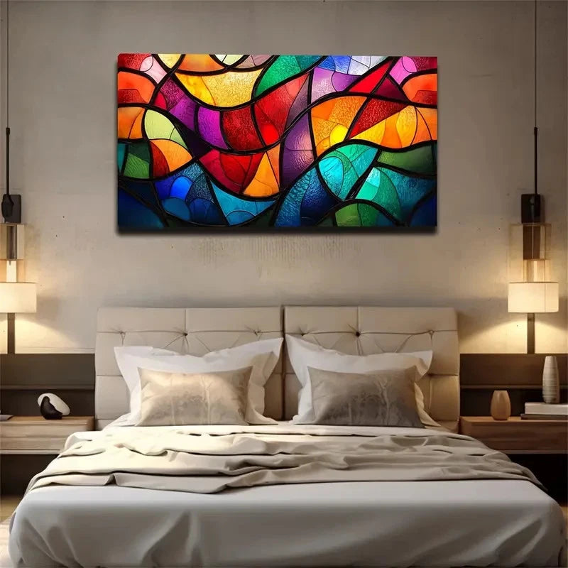 Vibrant Colorful Patterns Decor Wall Art Canvas Office Home Room Framed 120x60cm