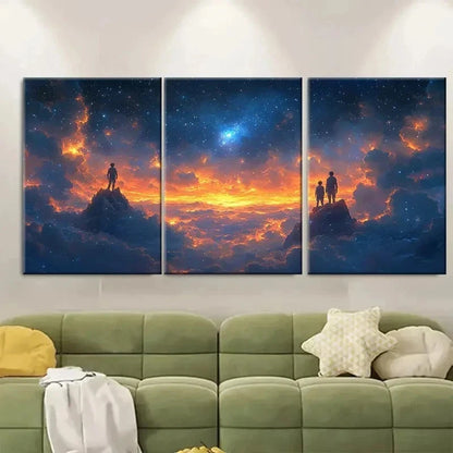 3pcs Brothers Under Starry Sky Fantasy ET   Wall Art Set Canvas Framed 40x60cm - High Quality Print 100% Australian Made Wall Canvas Ready to Hang - Bella Home Decor