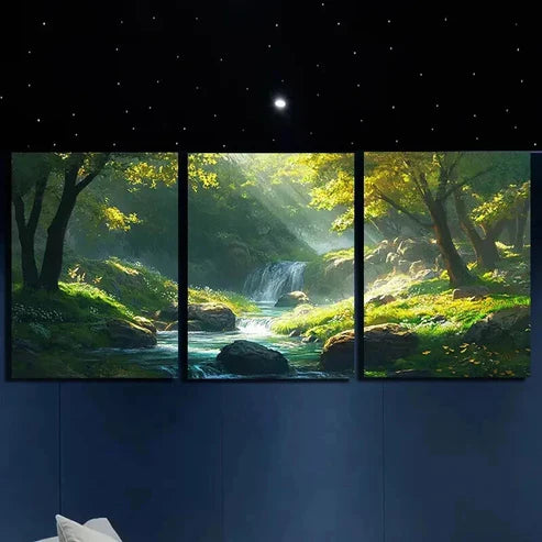 3pcs Triple Mural Forest & Stream Painting Wall Art Canvas Unframed - High Quality Print 100% Australian Made Wall Canvas