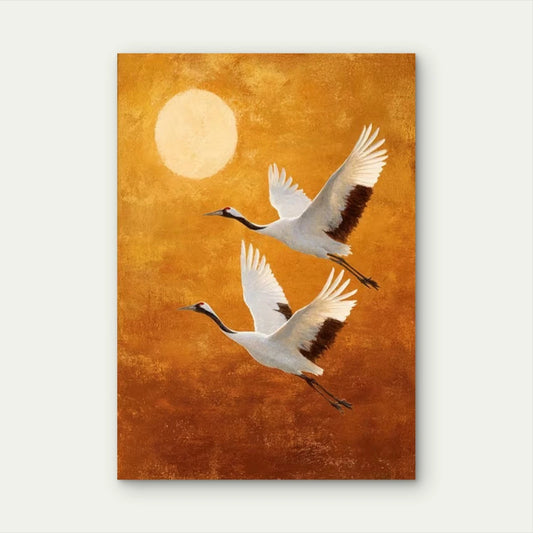 Two Graceful White Cranes  60x90cm Metal Print Ready to Hang