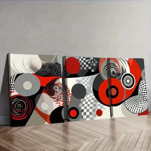 3pcs Spiral of gray shadows Wall Art Canvas Unframed - High Quality Print 100% Australian Made Wall Canvas