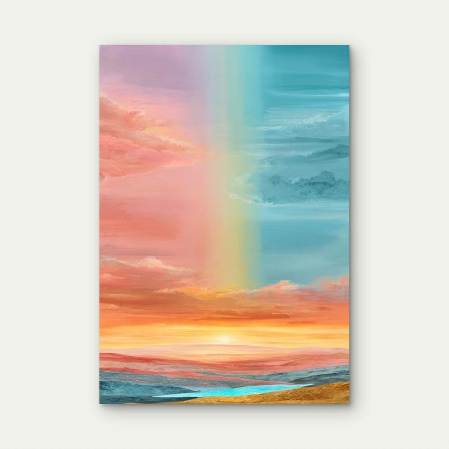 Surrealist Rainbow Landscape Metal Print Ready to Hang