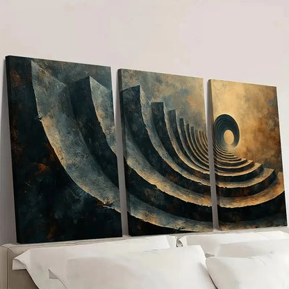 3pcs Geometric Spiral Ring Circle Pattern F T   Wall Art Set Canvas Framed 40x60cm - High Quality Print 100% Australian Made Wall Canvas Ready to Hang - Bella Home Decor