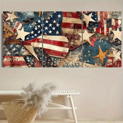 3pcs Patriotic American Wall Art Set Canvas Framed 50x70cm - High Quality Print 100% Australian Made Wall Canvas Ready to Hang