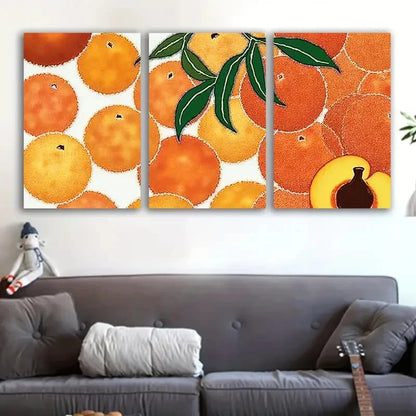 3pcs Orange and Peach Fruit Design Art Wall Art Set Canvas Framed 40x60cm - High Quality Print 100% Australian Made Wall Canvas Ready to Hang