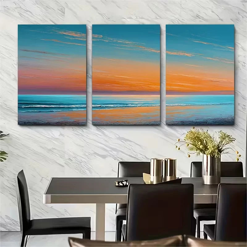 3pcs Seascape Sunset Landscapes Metal Print Ready to Hang Art