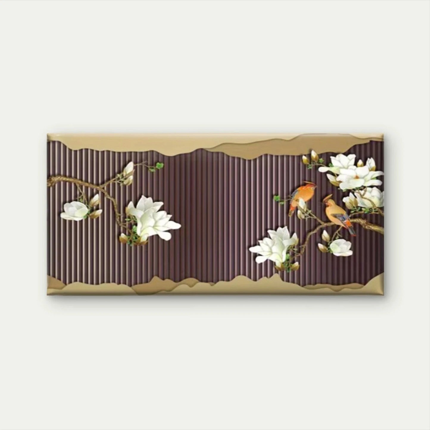 Magnolia Flowers & Birds Wall Art Canvas Office Home Room Framed 120x60cm