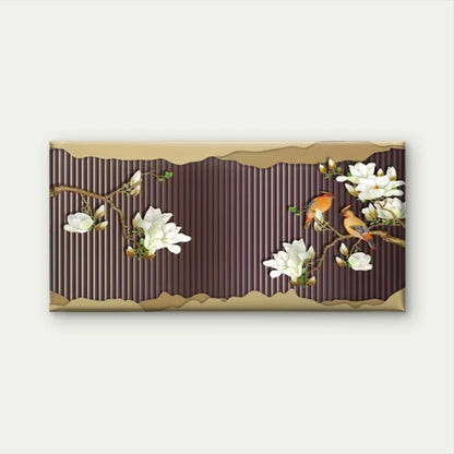 Magnolia Flowers & Birds Wall Art Canvas Office Home Room Framed 120x60cm