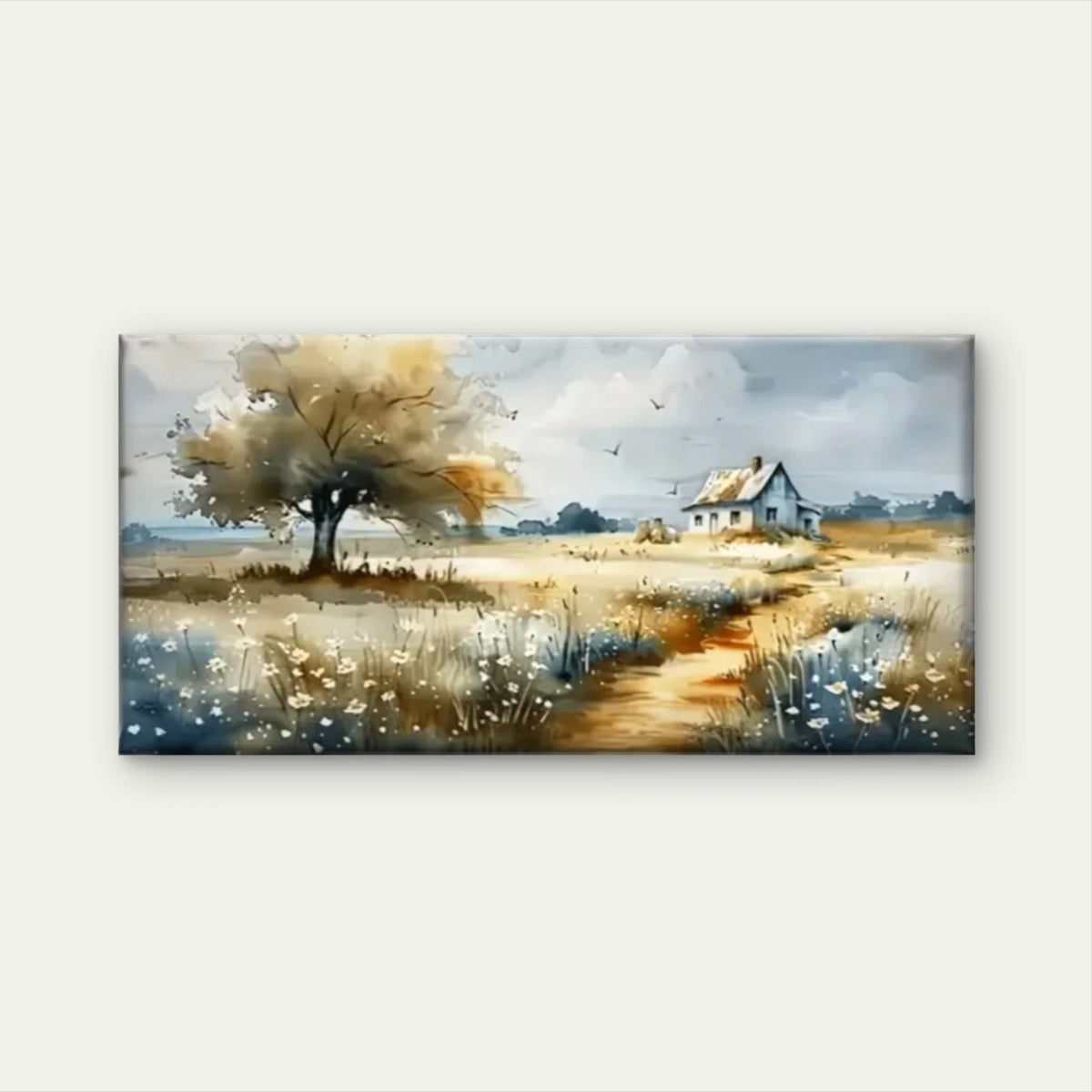 The House In The Middle Field Wall Art Canvas Office Home Room Framed 120x60cm