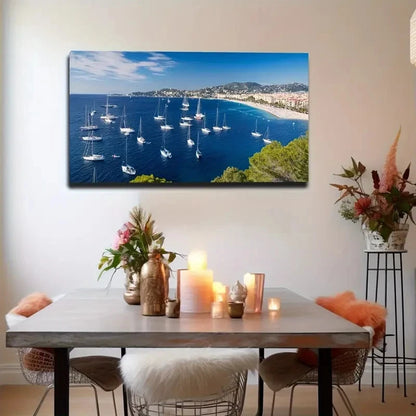 Mediterranean Sailboats Wall Art Canvas Office Home Room Framed 120x60cm