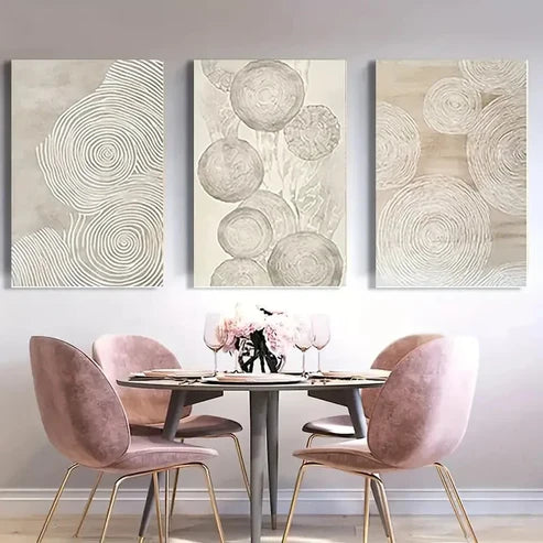 3pcs Abstract Line Retro Style ALR Wall Art Set Canvas Unframed - High Quality Print 100% Australian Made Wall Canvas - Bella Home Decor