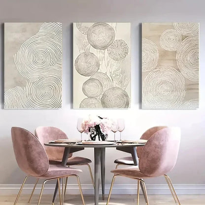 3pcs Abstract Line Retro Style ALR Wall Art Set Canvas Unframed - High Quality Print 100% Australian Made Wall Canvas - Bella Home Decor
