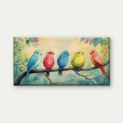 Colorful Birds on Branch Wall Art Canvas Office Home Room Framed 120x60cm