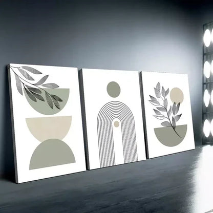 3pcs Boho Chic Sage Green Modern Abstract Art Set Canvas Unframed - High Quality Print 100% Australian Made Wall Canvas