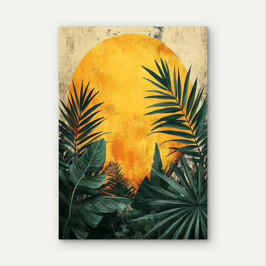 Tropical Leaves & Abstract Shapes 60x90cm Metal Print Ready to Hang