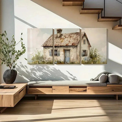 3pcs Rustic Cottage Vintage House Pastoral Scene Metal Print Ready to Hang Art - Bella Home Decor