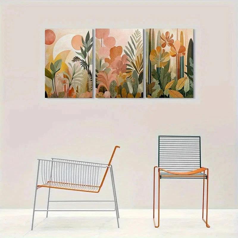 3pcs Abstract Botanical Modern Plant Metal Print Ready to Hang Art - Bella Home Decor