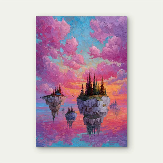 Dreamlike Floating Islands 60x90cm Metal Print Ready to Hang