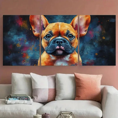 3pcs French Bulldog Puppy Watercolour Design Metal Print Ready to Hang Art - Bella Home Decor