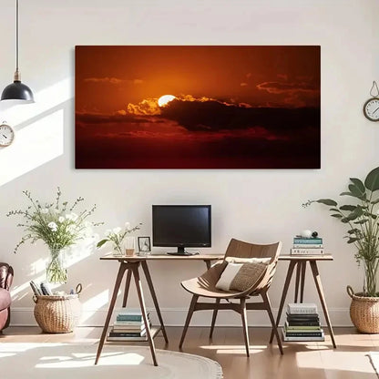 Moonlit Night Sky Aesthetic Wall Art Canvas Office Home Room Framed 120x60cm