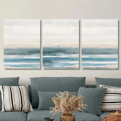 3pcs Abstract Watercolor Blue Ocean Wall Art Set Canvas Unframed - High Quality Print 100% Australian Made Wall Canvas