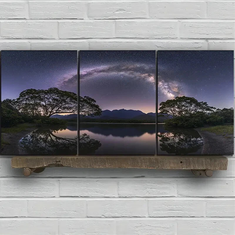 3pcs Milky Way Night Sky Water Resistant Metal Print Ready to Hang Art - Bella Home Decor