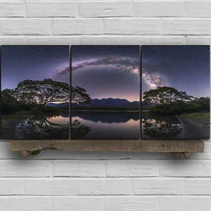 3pcs Milky Way Night Sky Water Resistant Metal Print Ready to Hang Art - Bella Home Decor