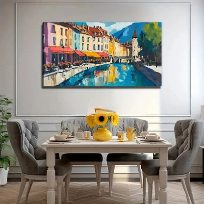 Romantic River Scene Perfect Wall Art Canvas Office Home Room Framed 120x60cm
