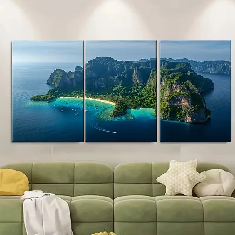 3pcs Phi Phi Islands Metal Print Ready to Hang Art