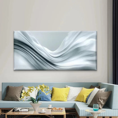 Abstract Flowing with Light Gra Wall Art Canvas Office Home Room Framed 120x60cm