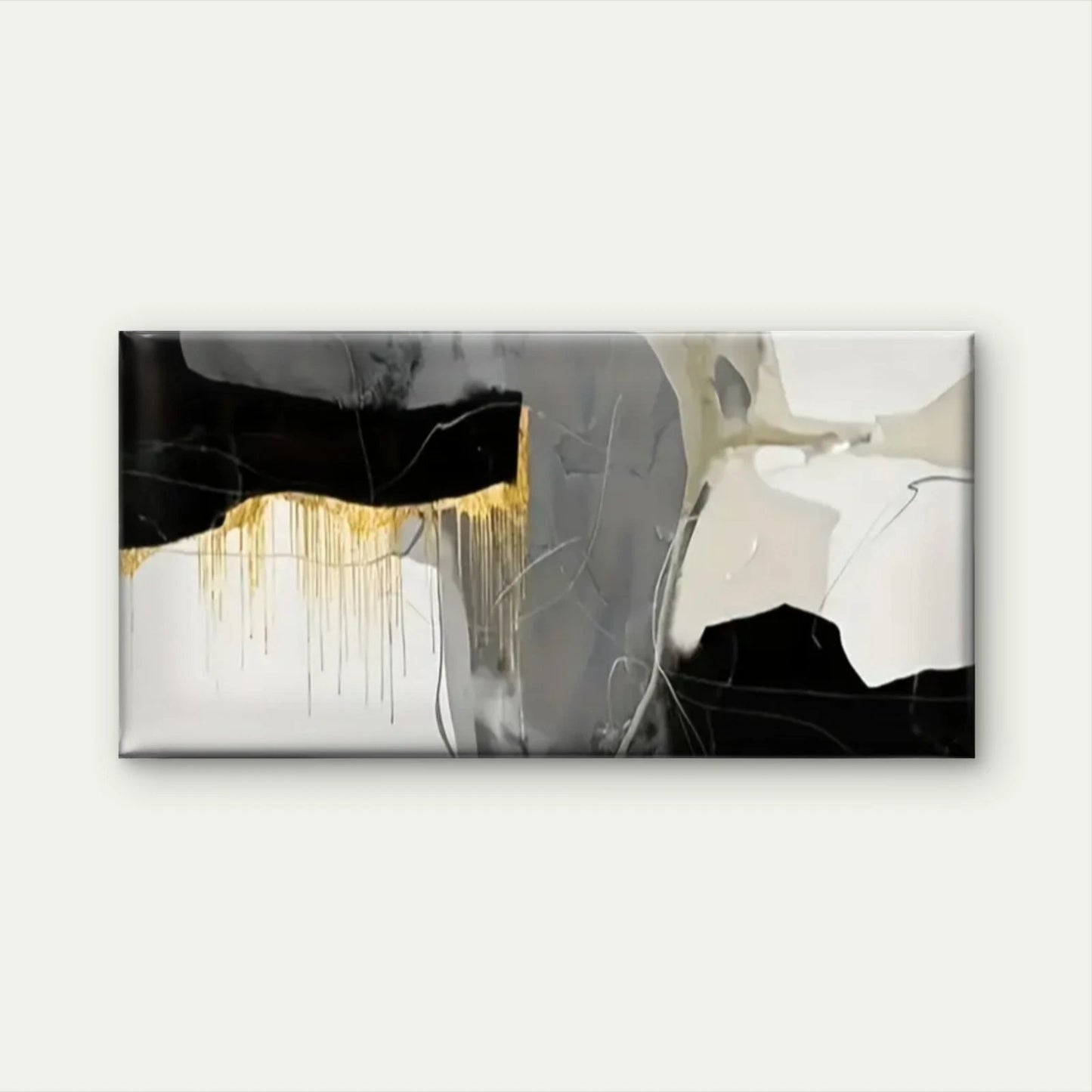 Golden Gray Abstract Perfect Wall Art Canvas Office Home Room Framed 120x60cm