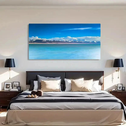 Ocean View Mountains Seaside Wall Art Canvas Office Home Room Framed 120x60cm